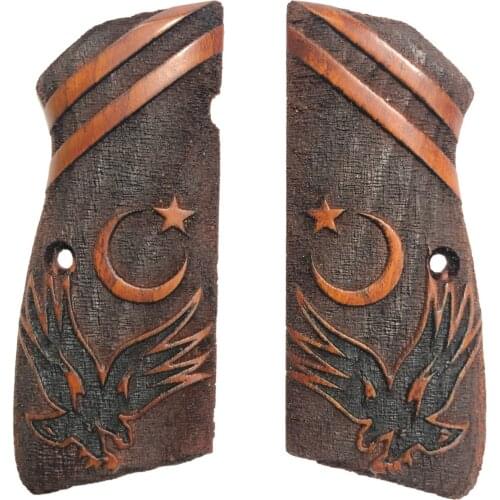 Belgium Browning 14 Compatible the Moon the stars and Eagle Pattern Laser Cut Red Wooden Grip Mod3
