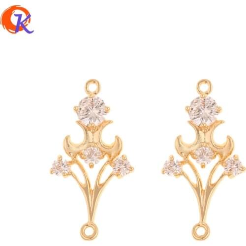 Cordial Design 30Pcs 13*26MM Jewelry Accessories/DIY Making/CZ Connectors/Genuine Gold Plating/Hand Made/Earring Findings