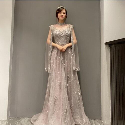 High celebrity Tulle A-line long wedding evening dresses 2021 New style Formal dress Occasion Cocktail party