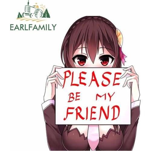 EARLFAMILY 13cm x 9.6cm for KonoSuba Yunyun friend Anime Fine Car Stickers Cartoon Decal Motocycle Helmet Laptop Vinyl Car Wrap