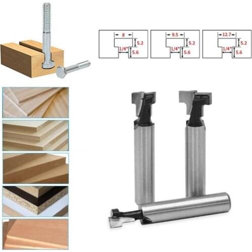 3pcs T-Slot Cutter Router Bit Efficient Woodworking Engraving Bit High Hardness Sharp Cemented Carbide Milling Cutter For Wood