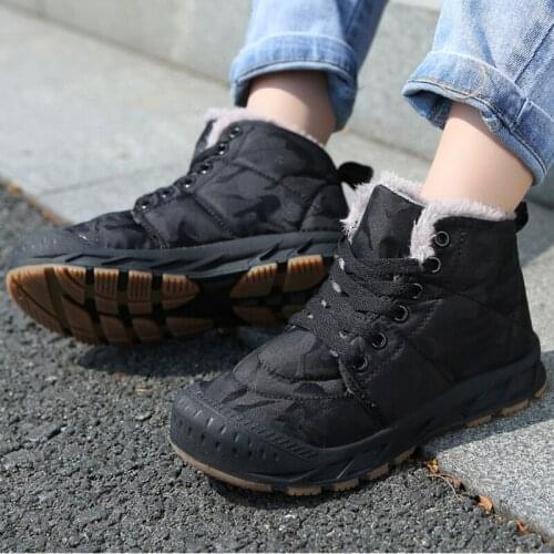 Camouflage Kids Boots Winter Sneakers Outdoor Boys Running Shoes Girls Comfortable Warm Plus Velvet Shoes Waterproof Sport Shoes