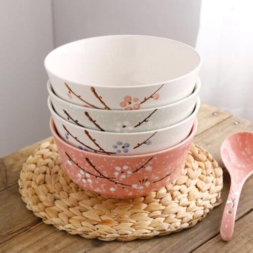 Japanese style 8-inch ceramic soup bowl underglaze ceramic snowflake bowl hotel home noodle soup bowl