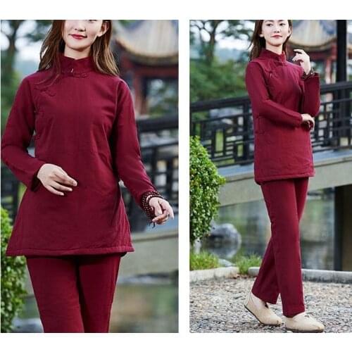 High quality Winter&autumn warm Cotton&linen yoga suit meditation zen lay uniforms tai chi taiji clothing