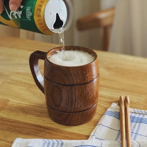 Japan Style Whole Wood Cup Beer/Tea/Coffee/Milk/Water Glass Home Breakfast Mug Creative Wooden Drinkware Household Decoration