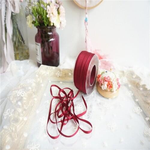 4mmx10m/roll ins style wedding ribbon 100% pure silk embroidery ribbon thin taffeta silk edge ribbon Anya Ribbon Handcraft