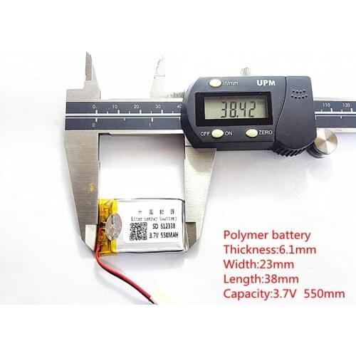 Li-po (5pieces/lot) 3.7V lithium polymer battery 612338 062238 MP3 DIY Speaker millet 550MAH