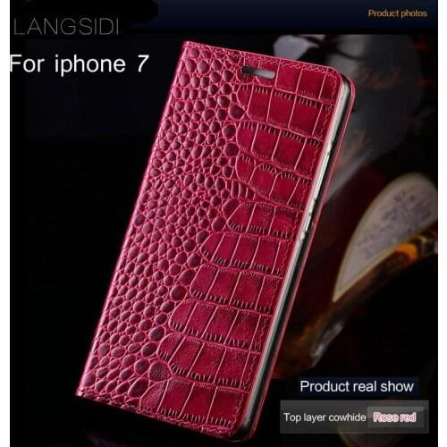 Luxury brand mobile phone case genuine leather crocodile Flat texture phone case For iPhone 7 all handmade protection case