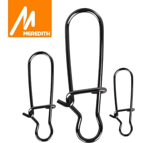 MEREDITH 50pcs Stainless Steel Hook Fast Clip Lock Snap Swivel Solid Rings Safety Snaps Fishing Hook Connector