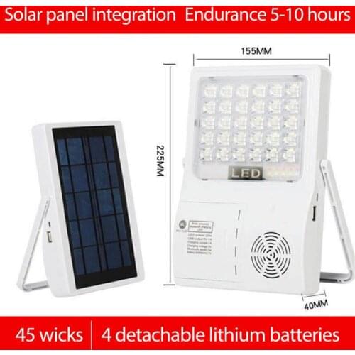 Multifunctional Outdoor Camping Emergency Lighting Portable Solar Music Bluetooth Warning Panel Light USB Charging
