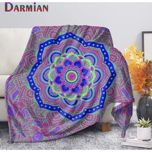 DARMIAN Vintage Mandala Print Fashion Fleece Blanket Warm Summer Bed Sheet Soft Sofa Bedroom Throw Blanket Thin Quilt School Nap