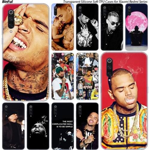 Hip hop singer Chris Brown Soft Case For Xiaomi Pocophone F1 9T 9 9SE 8 A2 Lite A1 A2 Mix3 Redmi K20 7A Note 4 4X 5 6 7 Pro S2
