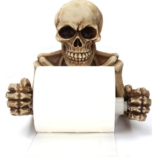 Wall-mounted Toilet Paper Holders With Tray BathroomWall Mounted Brass Toilet Paper Holder Bathroom hunman skull skeleton Roll