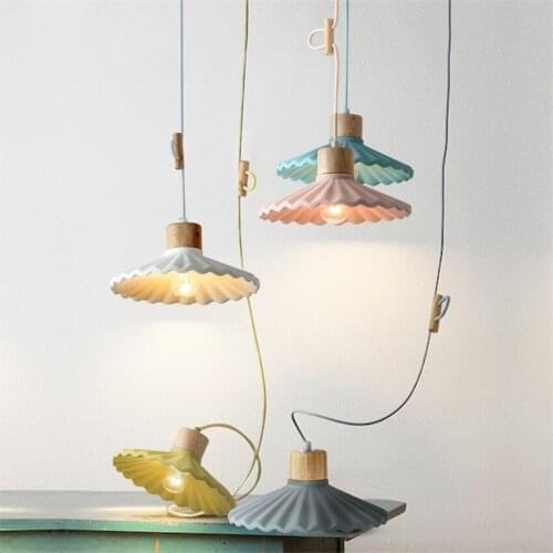 Nordic Macaron Cement Lampshade Pendant Lights Restaurant Dining Room Bar Hanging Lamp Bedroom Entrance Cloakroom Pendant Lamps
