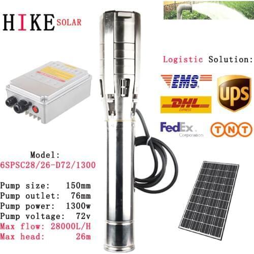 Hike solar equipment 6" solar water Submersible Bore Hole Deep Well Centrifugal Solar Pumps For Irrigation 6SPSC28/26-D72/1300