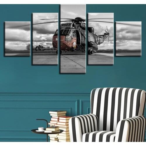 Rs03 Helicopter Modern Canvas HD Prints Posters Home Decor Wall Art Pictures 5 Pieces Art Paintings No Frame