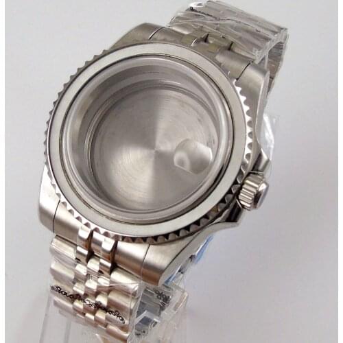 SUB 40mm Jubilee Automatic Watch Case for NH35A Seeing Backcover Screw Crown Unidirectional Bezel Sapphire Glass