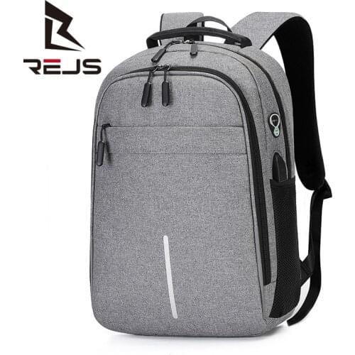 REJS LANGT Waterproof Mens Backpack Laptop 15.6 Inch Business Office Work Bag Casual School Backpacks with Charging Mochila