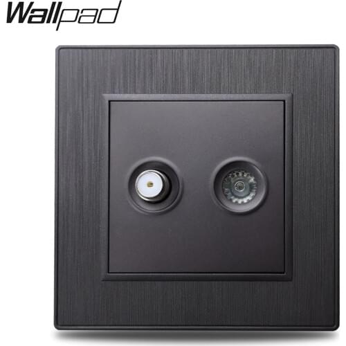 Wallpad S6 Black Silver Gold Satellite Antenna TV Co-Axial Aerial Connect Wall Socket CAT6 Brushed PC Plastic Imitating Aluminum
