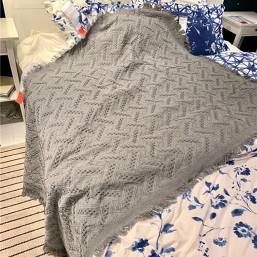 Home Hotel Jacquard Knitted Blanket Bedding Sofa Cover Cotton Blankets With Tassel Tapestry For Bed Travel Home Decor Blanket