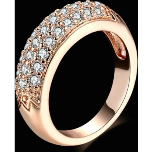New Fashion Design Cute Cubic Zircon Rings Finger Ring Rose Gold Plated Engagement Ring For Women Female MADE IN CHINA 2021