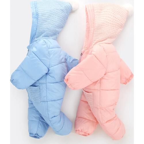 Winter Warm Baby Girl Boy Snowsuit White Duck Down Baby Double pocket Rompers Hoodies Newborn Overalls Kids Toddler Snow Wear
