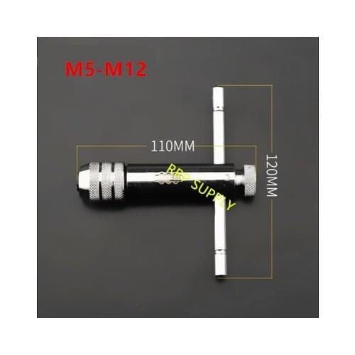 1pc M5-M12, length 110mm T-Type ratchet tap wrench, ratchet handle wrench, adjustable normal-reverse turn