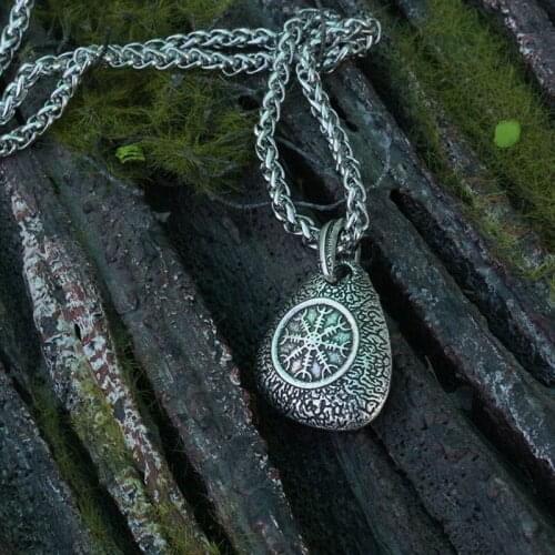Lanseis 1pcs viking odins symbol of norse runic pendant men necklace Vegvisir Pendant