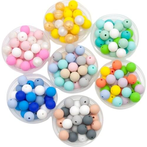 Cute-idea 9/12/15/19mm 10pcs Silicone Beads Lentil Pearl Abacus Baby Teething Product DIY Chews Pacifier Chain Baby Teethers Toy