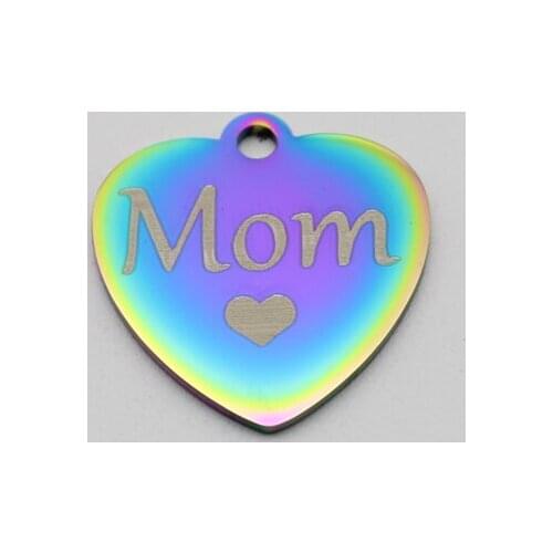 20pcs Heart Mom Charms Stainless Steel Pendant Mama Charm DIY Handmade Accessories