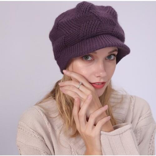 2021 New Brand Fashion Casual Cashmere Wool Knitted Autumn Winter Hat for Women