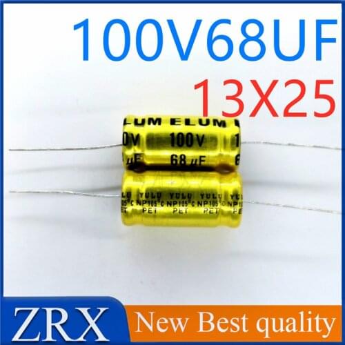5Pcs/Lot 100V68UF 68UF100V audio frequency division electrodeless NP axial horizontal electrolytic capacitor 13 * 25