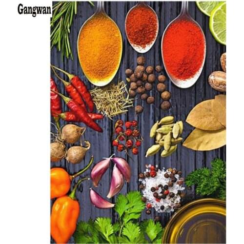 5d diy Diamond Mosaic Embroidery Spices Food Diamond Painting Full square round Rhinestone cross stitch patterns kitchen decor