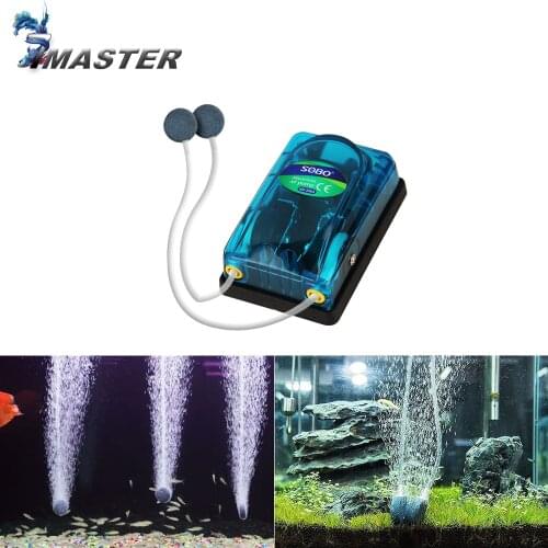 SOBO Aquarium Air Pump Compressor Oxygen 220-240V Transparent Body Single/Double Outlets High Quality Fish Tank Pump