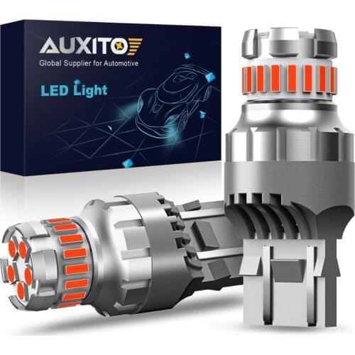 AUXITO 7440 W21W Led for Toyota Corolla CHR RAV4 2019 Yaris Land Cruiser 4Runner T20 Led Red Strobe Flash Car Brake Tail Lights