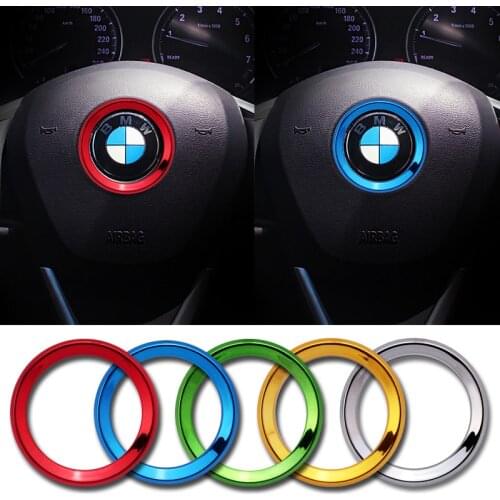 Car Steering Wheel Logo Circle Trim Sticker for M3 M5 E36 E46 E60 E90 E92 BMW X1 F48 X3 X5 X6 E61 F10 F07 M5 E63 E64 Accessories