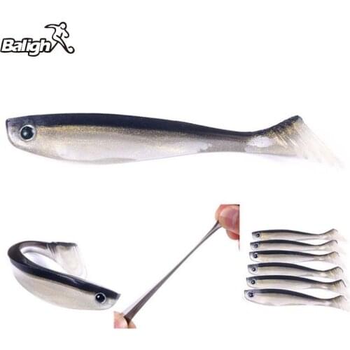 Balight 6pcs Fishing Lures Jointed Soft Artificial Bait For Fishing Tackle Lure Lure Soft Lure Two-color Black Back Soft Lure