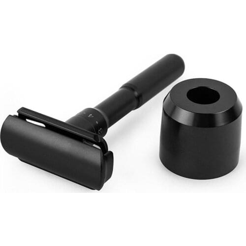 2021 Luxurious Black Adjustable Safety Razor Can Design on Men Razor Gift Name Classic Stand Shaving 5 Safety Blades It N6V5