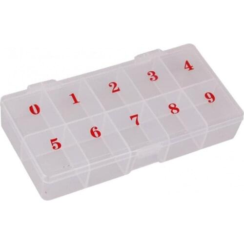 10 Grids Storage Case Nail Art 10 Sizes Plastic Fake Nail Tips Tweezers Clippers Pens Polishing Manicure Box Container Organizer