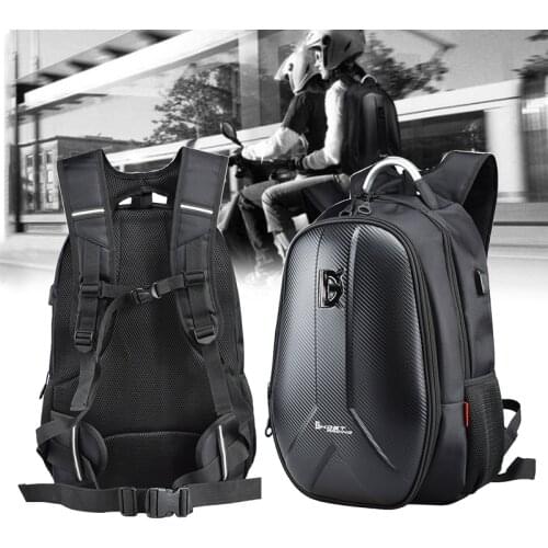 Black Mens Motorcycle Bag Waterproof Motorcycle Hard Shell Backpack Helmet Bag Riding Shoulder double Bag