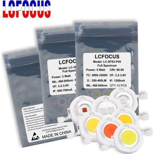 Hydroponices 1W 3W 5W cob led grow light chip full spectrum 660nm 440nm 395nm 740nm for Plant Seedling Grow Flower Aquarium