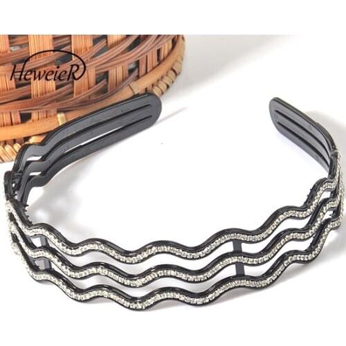Elegant Women Lady Plastic Hollow Wide Wave Rhinestones Headband Hair Clip Teeth Hairband Barrettes Accessories