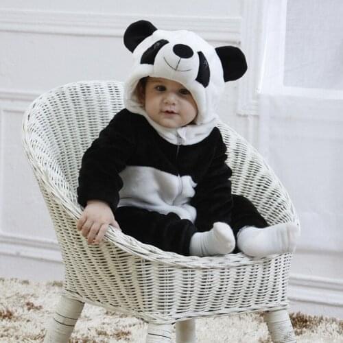 Fleece Baby Romper White Black Jumpsuit Black White Panda Baby Romper For 6 8 10 12 24 Months Toddler Clothes RL2-A