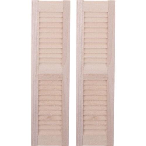 Hot sale 2pcs 1/12 Miniature Doll house Wooden Shutters DIY Window Furniture Accessory Toy