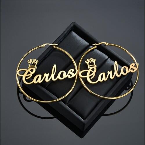 Personalized Name High Quality Stainless Steel Letter Earrings Custom Name 50MM Earrings For Women Weddings Party Jewelry