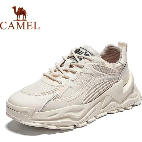 CAMEL Breathable Mesh Shoes Men Platform Thick-soled White Shoes Sports Casual Sneakers 2021 Autumn New Trend Fashion Footwear