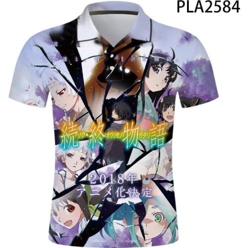 Summer Monogatari Polo Homme Cartoon 3D Printed Polo Shirt Men Fashion Camisas Harajuku Cool Short Sleeve Casual Hombres Ropa