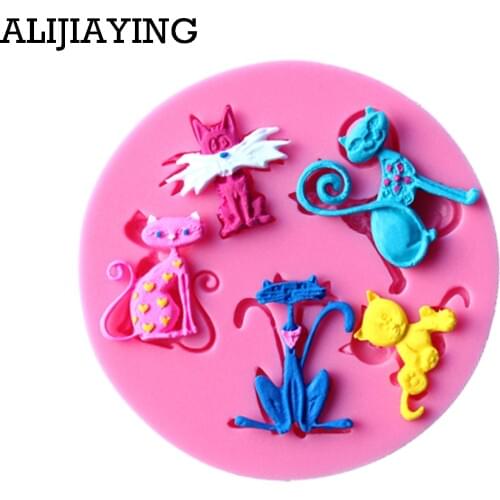 M0047 Kitten Cat Silicone Molds Fondant Silicone Cake Moulds Tools Cake Silicone Cooking Tools