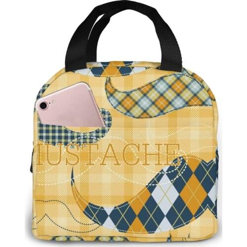 Cute Mustache Cooler Lunch Box Portable Insulated Lunch Bag Thermal Food Picnic Lunch Bags