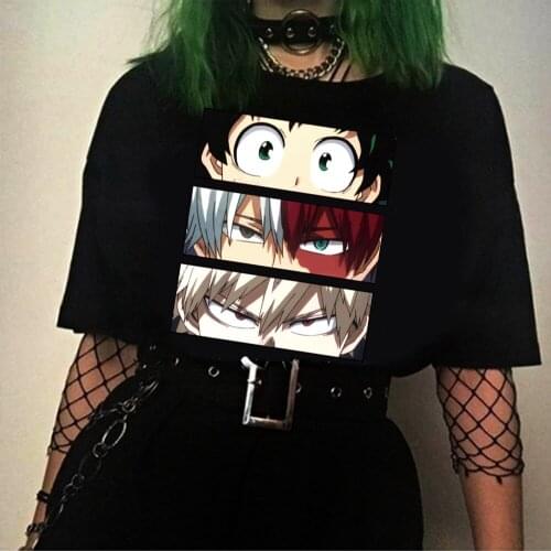 My Hero Academia Men T-shirt Autumn Casual Bakugou Deku Shoto Todoroki Eyes T-shirt Japan Anime Hip Hop Streetswear Tops